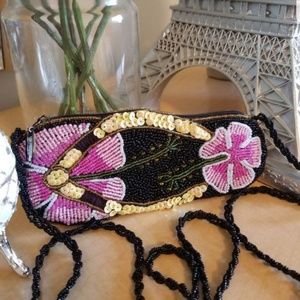 Tropical Floral Sequin Sandal Flip Flop Purse